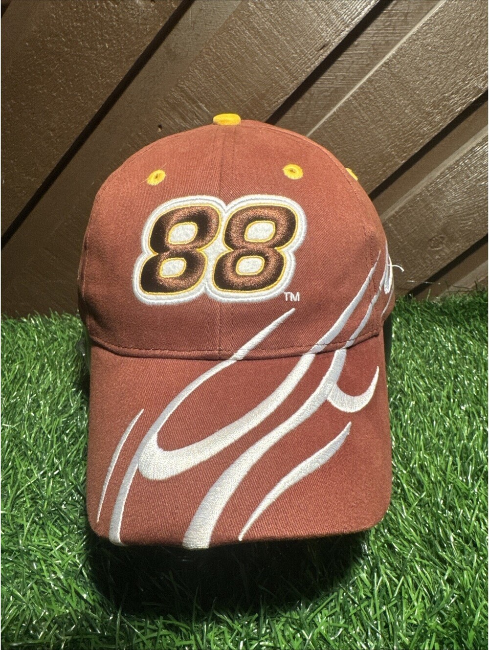 Vintage Dale Jarrett 88 Winners Circle NASCAR Hat UPS Racing Brown Gold Flames